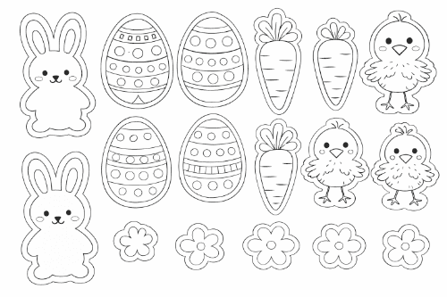 Černobílé velikonoční vystřihovánky k vybarvování – jarní motivy pro děti
