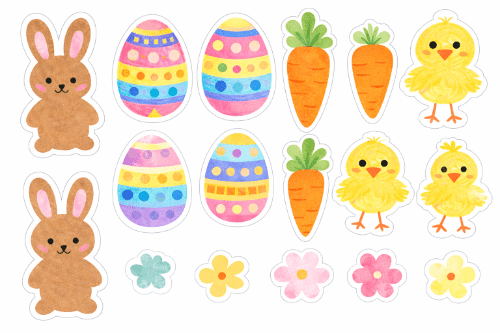 Velikonoční vystřihovánky pro děti – zajíček, vajíčko, kuřátko a mrkvička