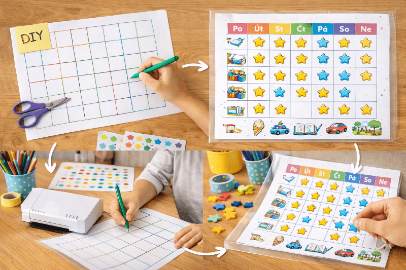Výroba motivační tabulky pro děti – materiál a postup krok za krokem