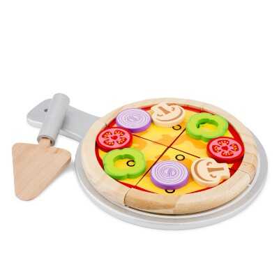Dřevěný pizza set pro děti s rajčaty, cibulí a paprikou