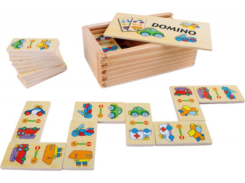 Dřevěné domino pro děti rozvíjí logické myšlení, soustředění a schopnost přiřazování obrázků.