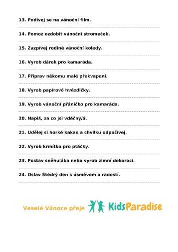 Adventní kalendář pro děti: 24 vánočních úkolů plných radosti ke stažení zdarma