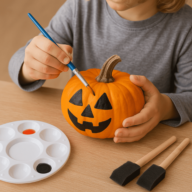 Malování mini dýně akrylovými barvami